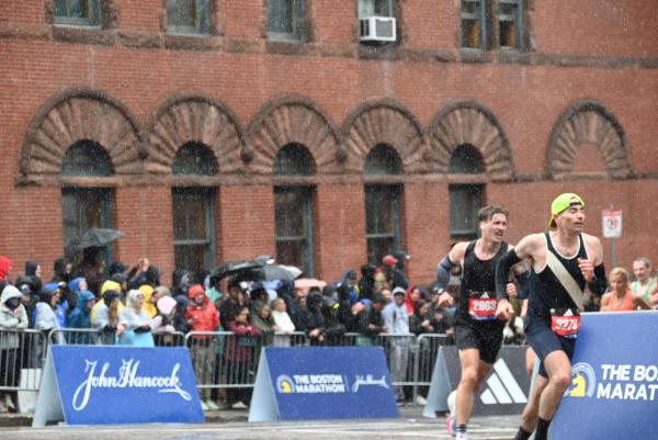 Chris turns left on Boylston