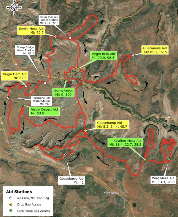 A course map of the 100-mile race