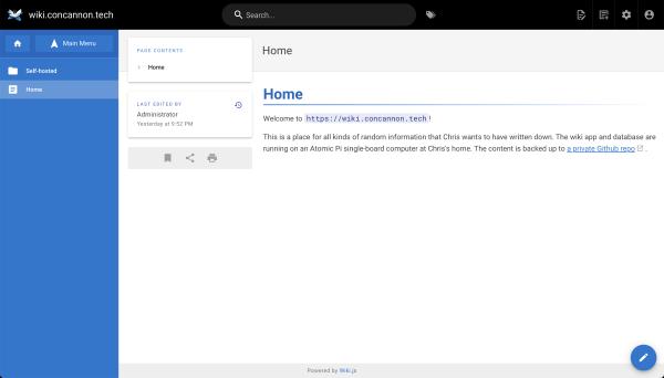 A screenshot of Chris's wiki